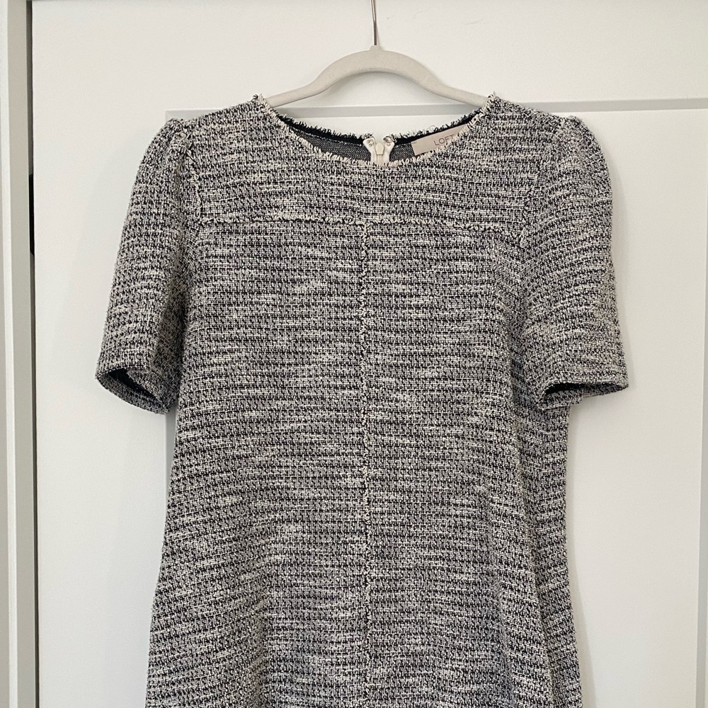 Loft Tweed Look Dress Black and White with Pockets sz S